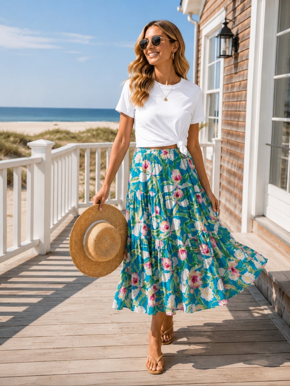 RALPH LAUREN Maxi Floral Skirt Costal Chic